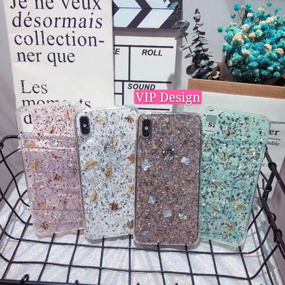 Милый чехол из золотой фольги эпоксидная Прозрачная мягкая оболочка Золотой