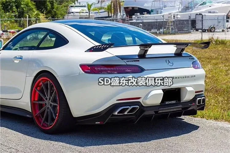 Подходит для Mercedes-бензамид GT GTS Renntech углеродного волокна задний спойлер заднего крыла задние Губы передний бампер