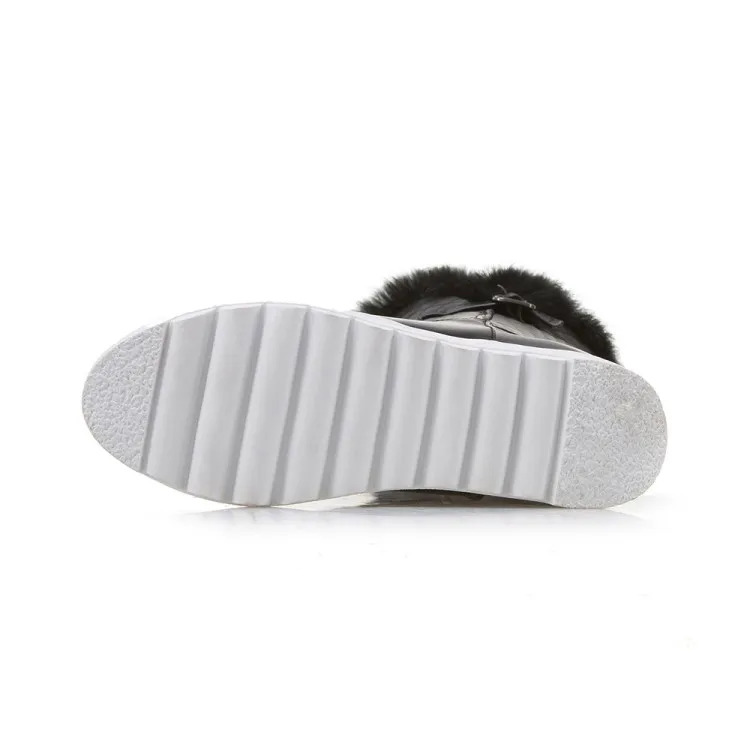 winter The New Rabbit hair fashion Round head Increase within snow boots Leisure Plus velvet Keep warm High heel Women boots