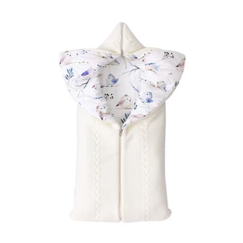 

Home With Hat Soft Sleeping Bag Thickened Newborn Swaddle Blanket Acrylic Fiber For 0-3 Month Baby Stroller Wrap Zipper Closure