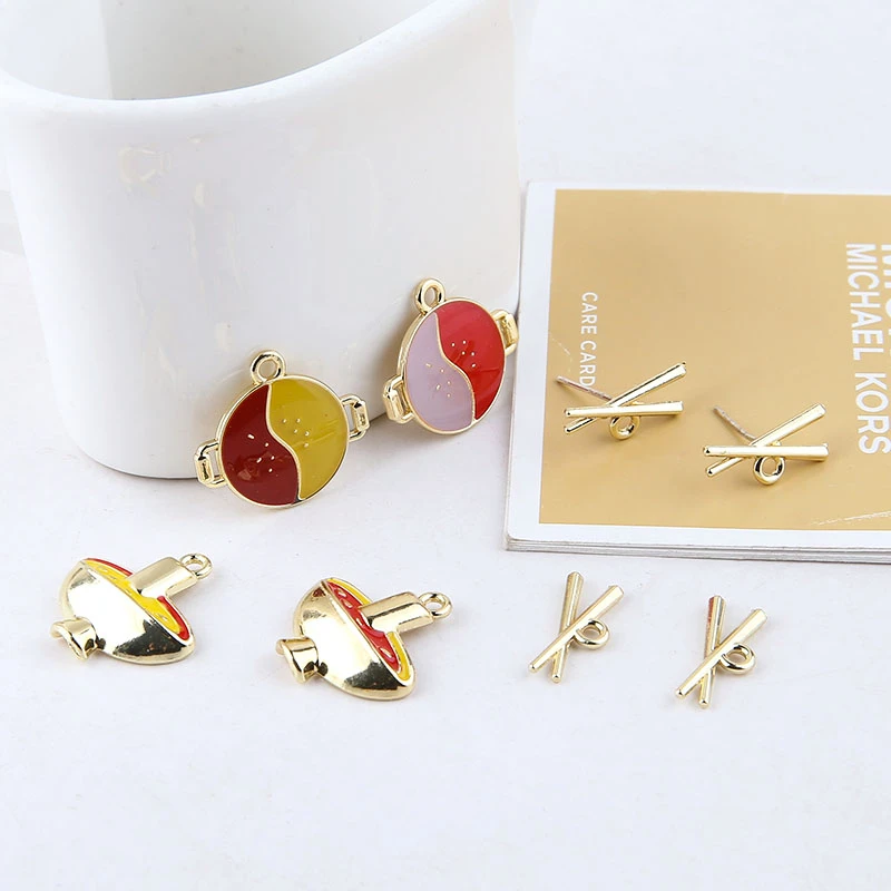 

10pcs Japanese Cute Girls Cartoon Earrings Jewelry Pendant Fun Old Beijing Hot Pot Chopsticks Earrings Diy Accessories Wholesale