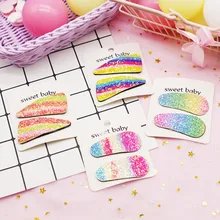 Южная Корея, стиль, детские заколки с блестками, корейский стиль, милые радужные ББ клипсы для девочек, яркие цвета, боковая заколка