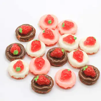 

20/100pcs Resin Mini Strawberry Cake Flat back Miniature Cakes Cabochons For Phone Decoration Crafts Making Food Dollhous