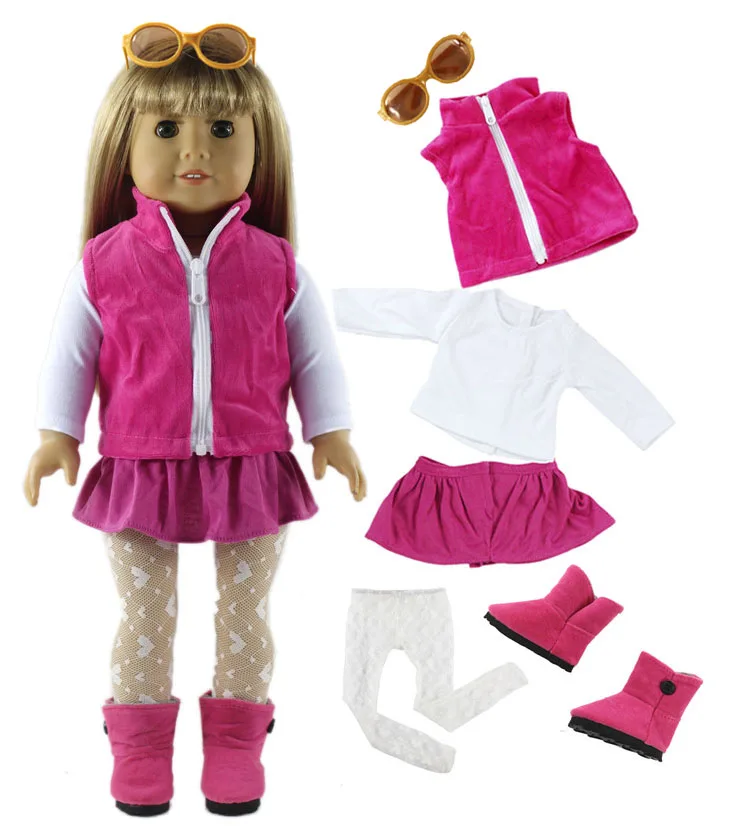 Много стилей на выбор 18 дюймов кукольная одежда для американской куклы или Куклы нашего поколения, 18 дюймов кукольные аксессуары - Цвет: 6 PCS Clothes a3