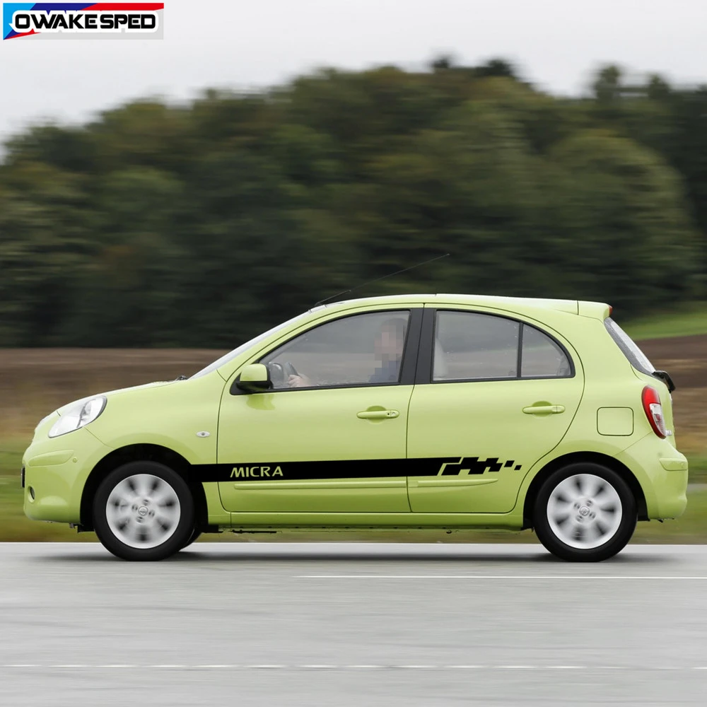 Обе стороны двери автомобиля юбка наклейка для Nissan Micra Спорт полосы Гонки Стайлинг Авто кузова наклейки