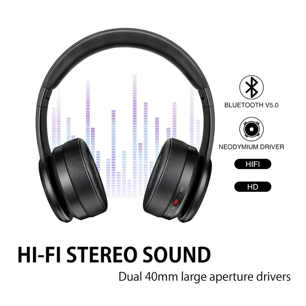 Bluetooth 5,0 наушники за ухо 40H Playtime Hi-Fi стерео беспроводные наушники глубокий бас складные проводные наушники с микрофоном