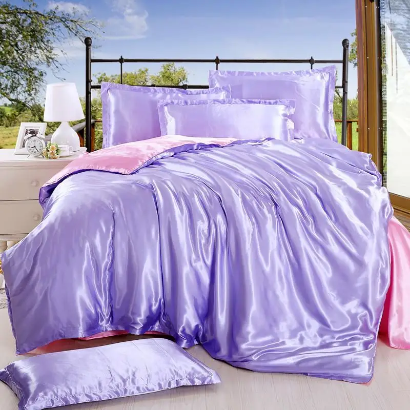 purple1 LOVINSUNSHINE роскошный комплект постельного белья Королева пододеяльник набор шелковое одеяло Постельный набор AB04 - Цвет: purple1