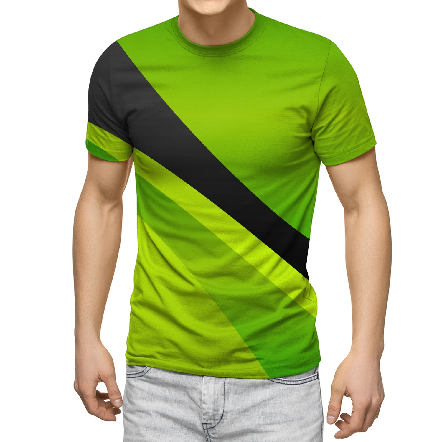 Summer 2021 3D Printed Men's T shirt Light colored Light Bar Series ...