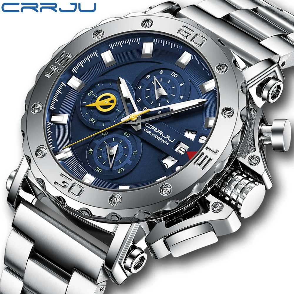 CRRJU Orologio da uomo di lusso Business Orologio da uomo impermeabile Data luminosa Orologio da uomo al quarzo quadrato in acciaio inossidabile reloj hombre 2024  1511