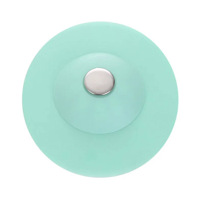 Green Silicone Sink Strainer Kitchen Bathroom Hair Sink Filter Plug Drains Press Bouncing Closed Cover Strainers Floor Sucker Tool - Цвет: Green