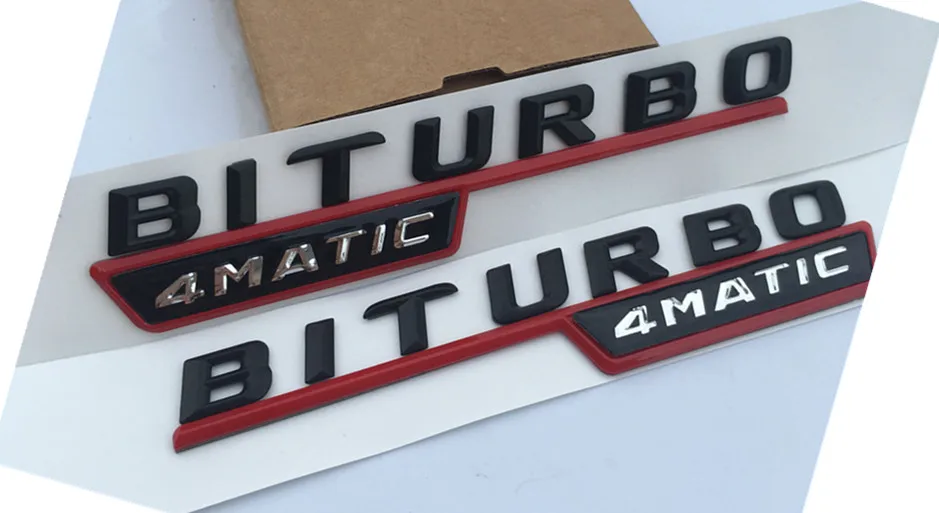 2 шт./лот TURBO BITURBO 4matic наклейка боковое крыло эмблема для Mercedes Benz AMG багажник задние