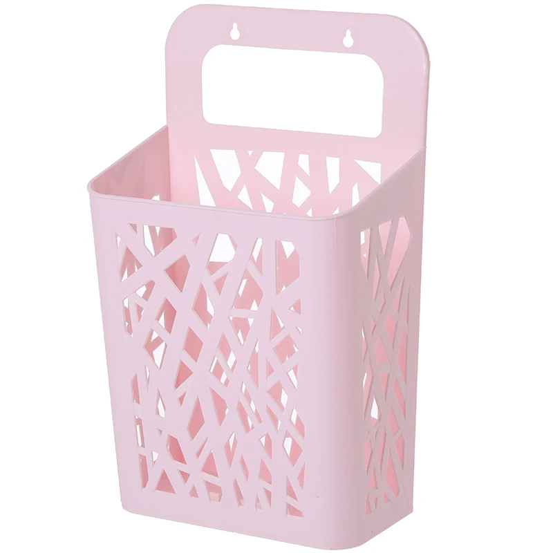 

Dirty Clothes Basket Wall Hanging Laundry Basket Household Laundry Clothes Storage Basket Free Punching-Pink