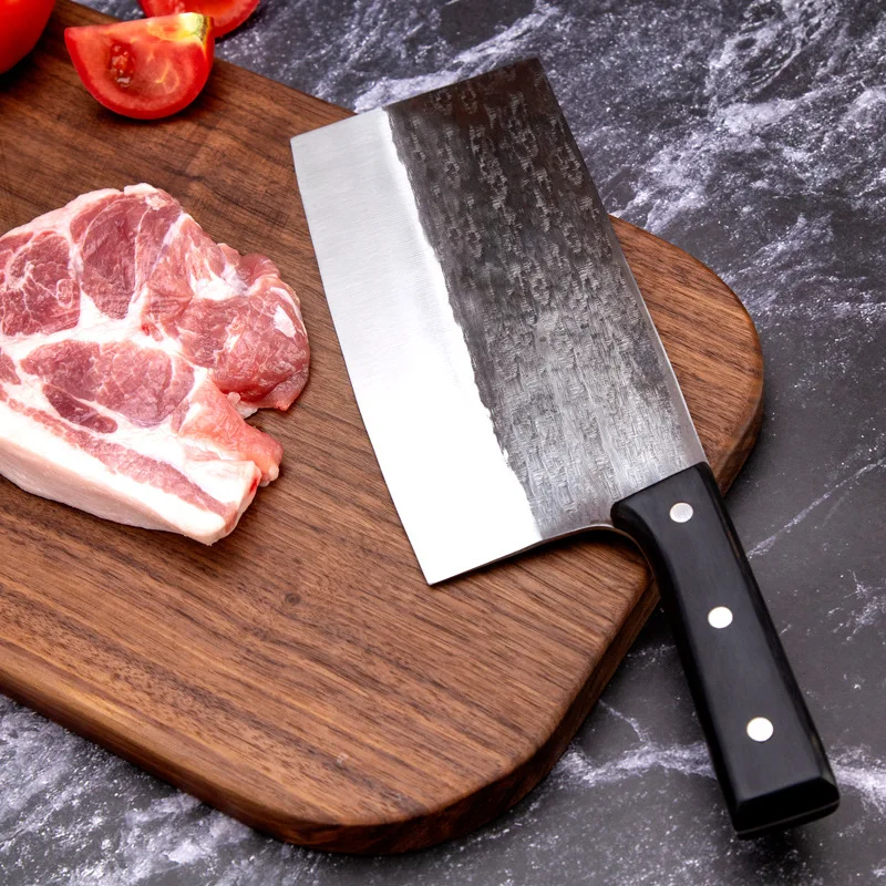 Ручной Кованый кухонный нож Santoku, кованый китайский нож из углеродистой стали, мясорубка, кухонные ножи