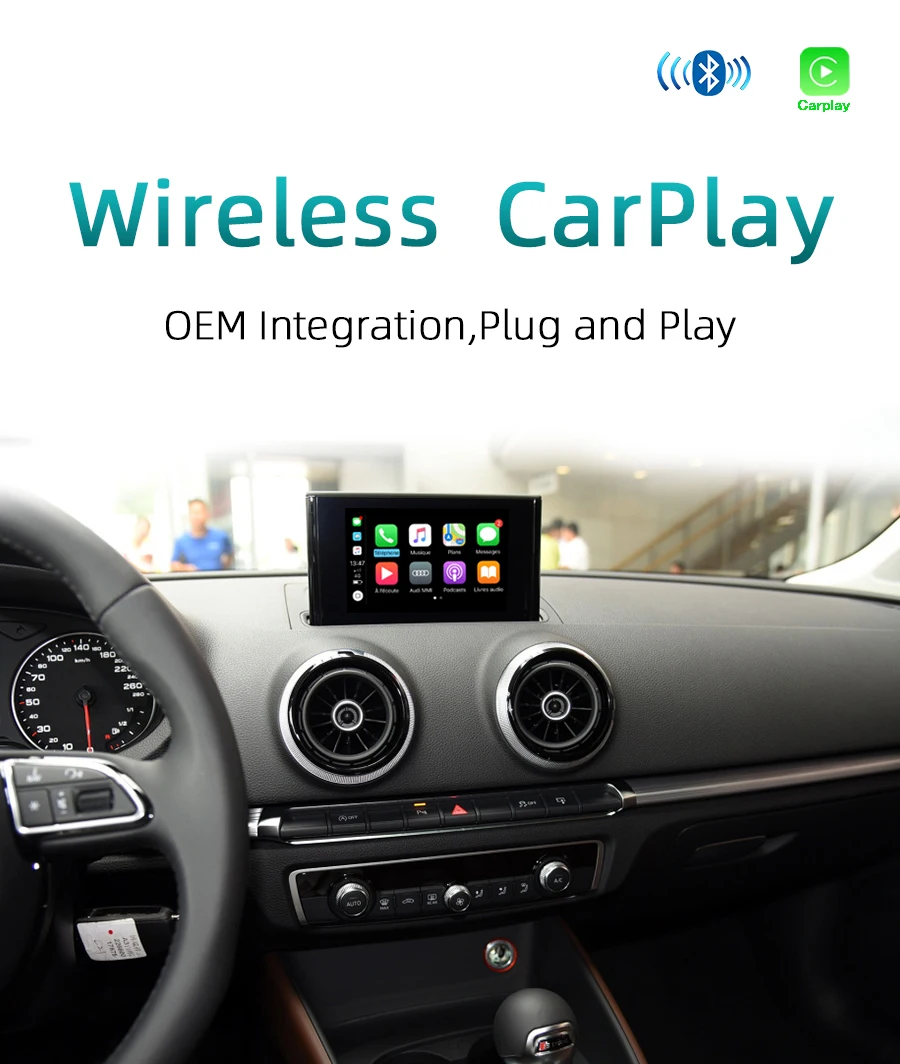 Sinairyu wifi беспроводной Apple Carplay Car Play Модифицированная A3 MMI 3g Plus 2012- для Audi Android зеркальная Поддержка камеры заднего вида
