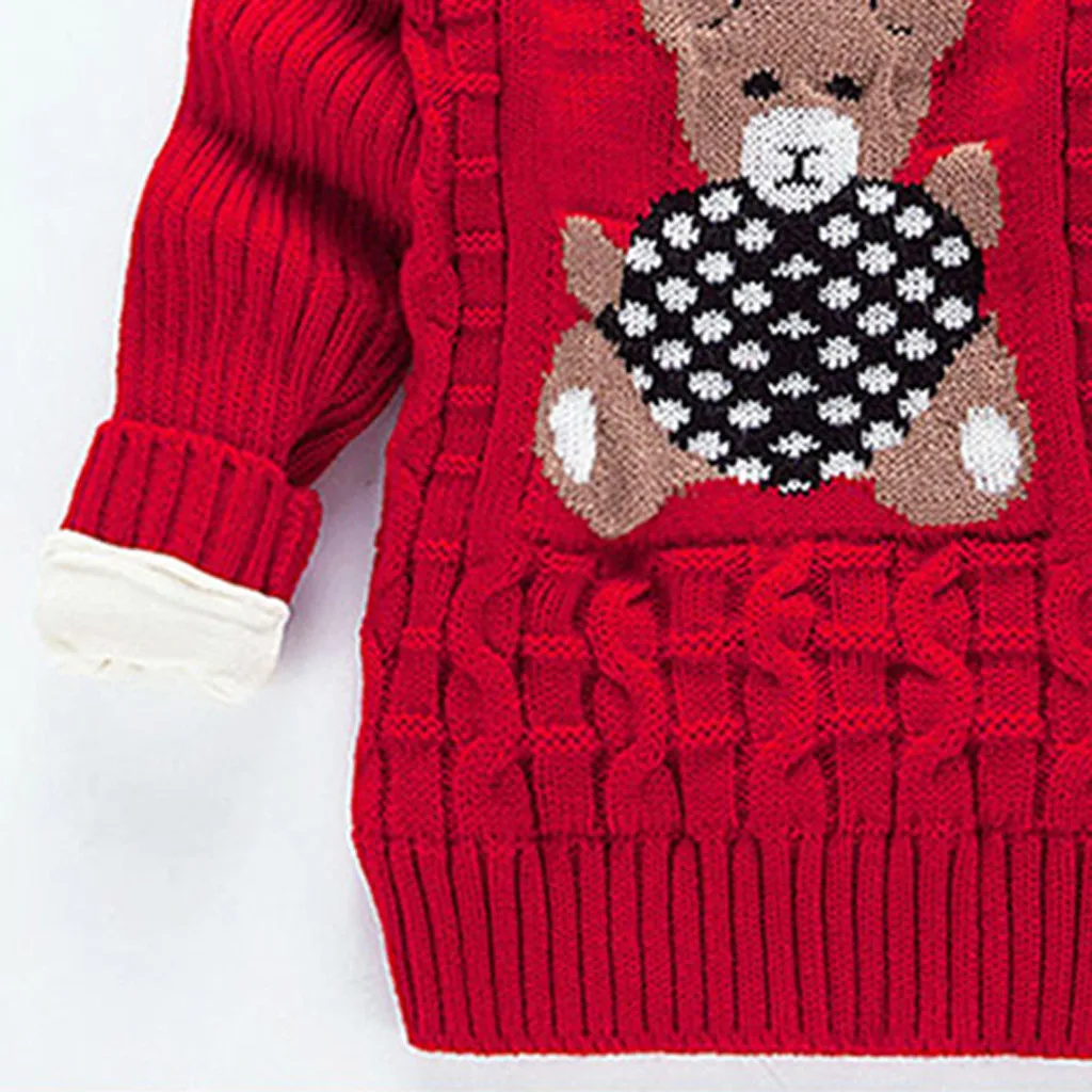 Детский свитер; свитер для маленьких девочек и мальчиков с принтом медведя; вязаная крючком плюшевая одежда; рождественские детские свитера; трикотажная одежда Navid
