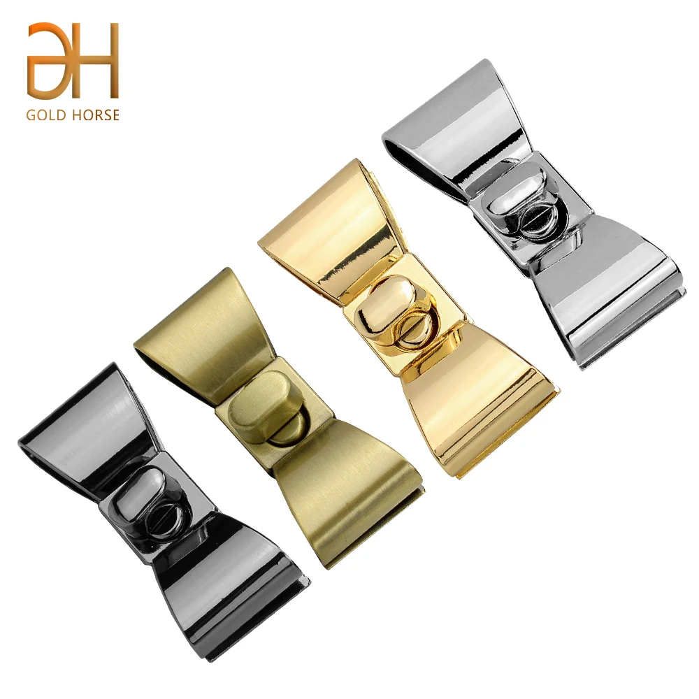 Corbata forma Cierre de giro bloqueo por giro las cerraduras de DIY de cuero bolso de la cerradura de las mujeres Hardware accesorios del bolso de Metal