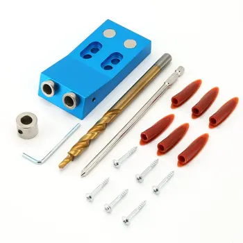 

Aluminum Alloy Pocket Hole Jig Kit 9.5mm Wood Dowel Jig Punch Locator Woodworking Drill Guide with 9.5mm Drill Bit