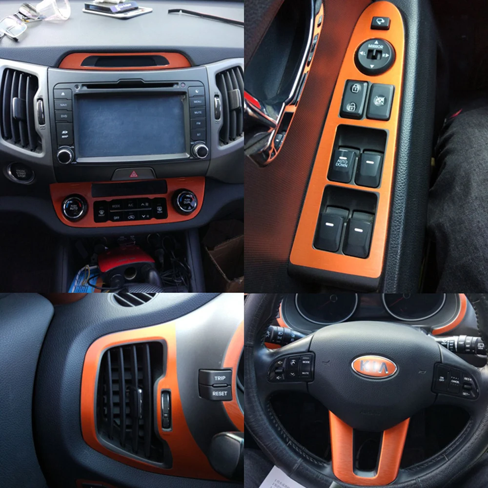Для Kia sorento 2009-2012 внутренний центральный Управление Панель дверные ручки 3D/5 мм Углеродистой волокно наклейки стайлинга автомобилей вырезанные из винила
