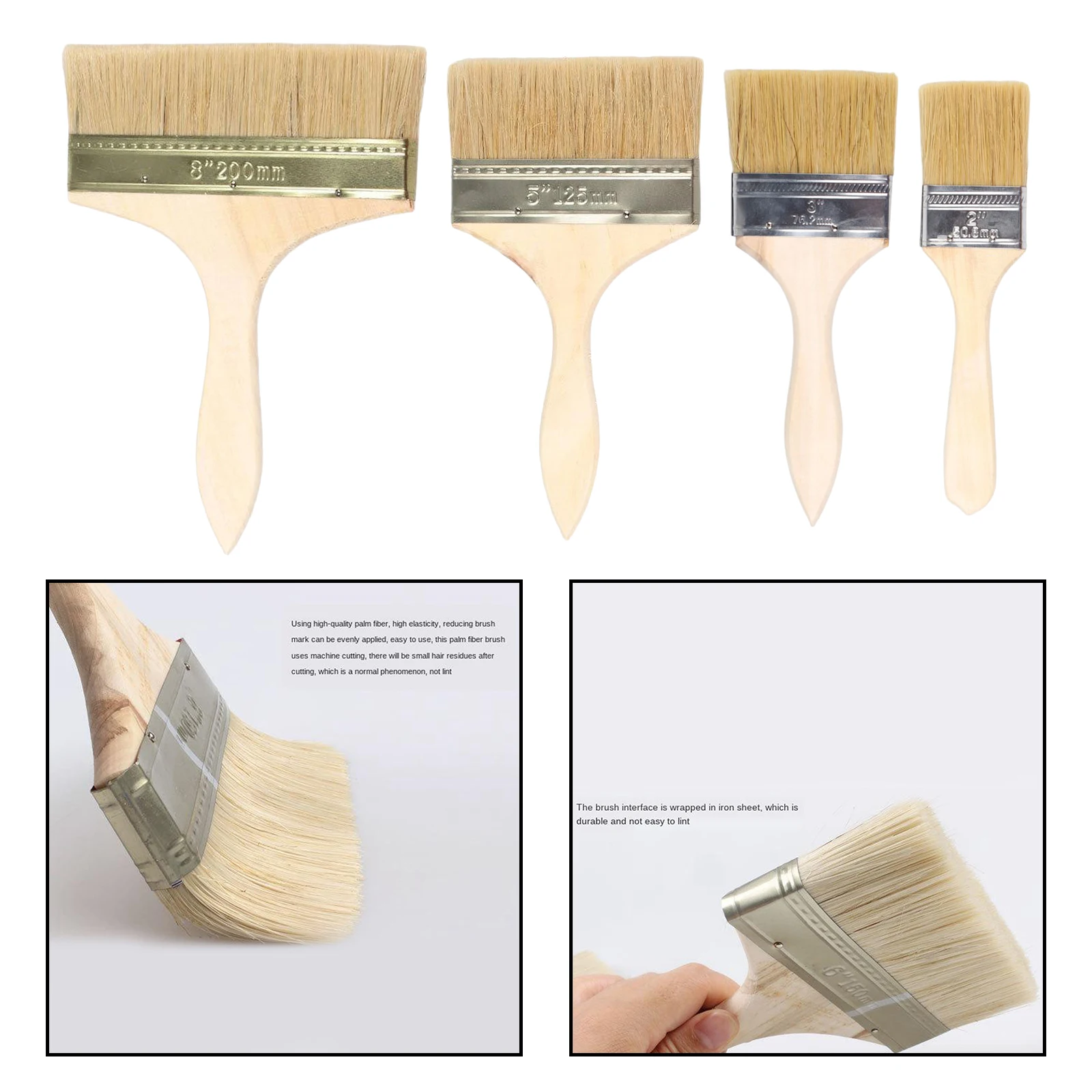 Wooden Beige Paint Brush Supplies Cabinet Painting Brushes Cleaner Furniture Paint Scraper For Walls Wood Stain Brush Tile