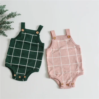 

EnkeliBB Infant Spring Summer Knitting Romper Boys Girl Fashion Plaid Onesie High Quality Baby Cotton Rompers Winter Wholesale