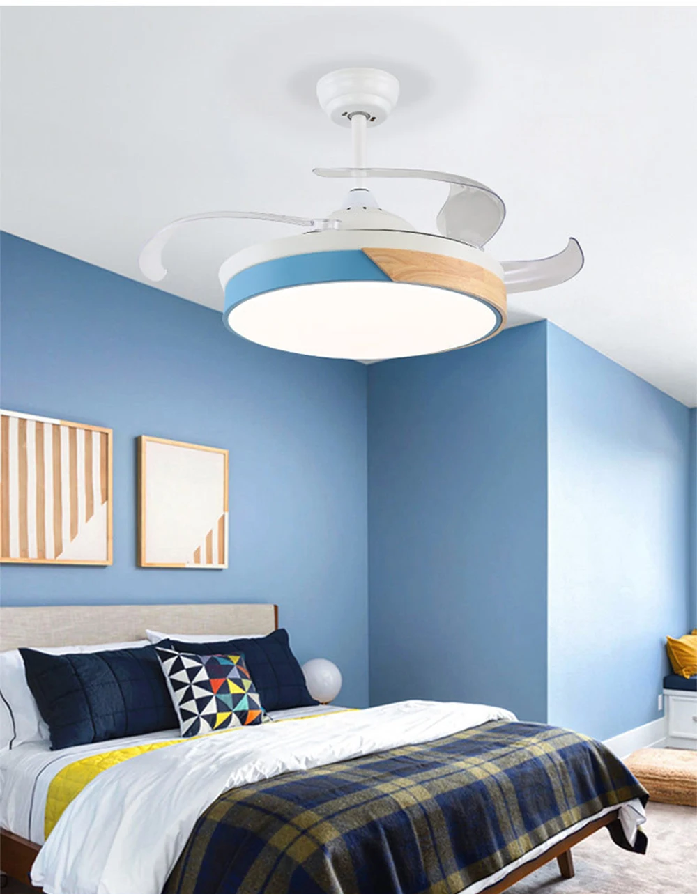 Macaron 42 inch led ceiling fan with light remote control Fans lamp bedroom home restaurant 40w Inverter Energy saving lighting