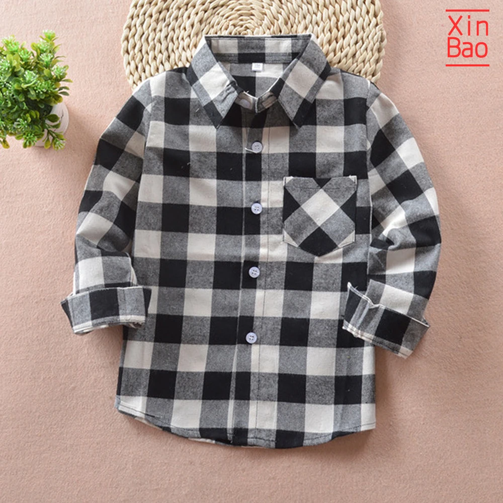 

XINBAO blouses 2-12 Years Teenage Boys Shirts Classic Casual Plaid Children shirts kids girls Spring Autumn girls tops new 2019