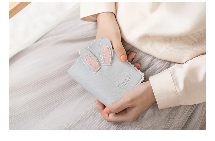 Новинка, женские кошельки Kawaii, милый кролик, держатель для карт, маленький кошелек, женский короткий дизайнерский кошелек, женский кошелек, держатель для денег