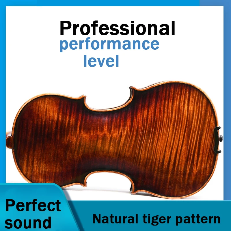 

Professional performance level violin 4/4 3/4 Handmade Spruce Solid wood Natural tiger pattern Whole plate violin free shipping