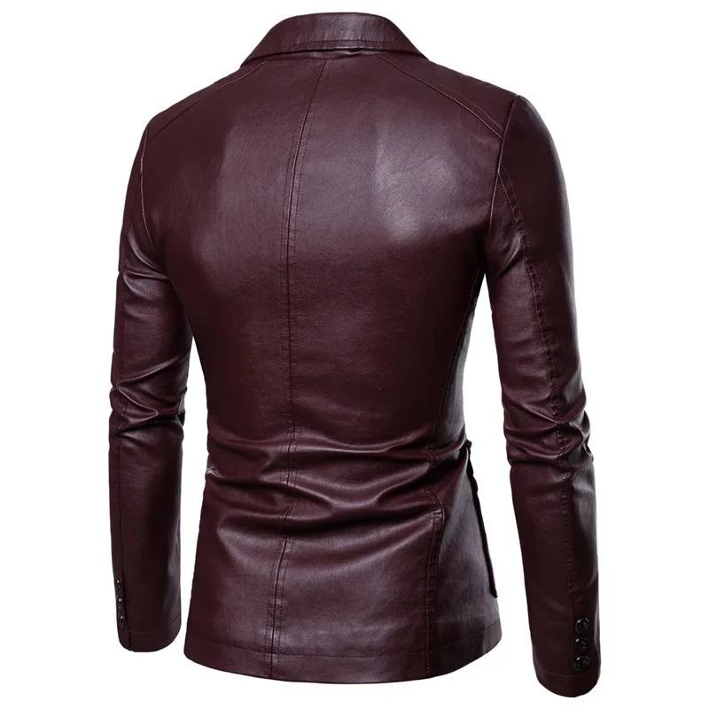Осень и Новинка зимы Стиль Для мужчин Slim Fit раскладная кровать с отложным воротником универсальная Pu костюмы для маленьких Для мужчин в складку с отложным воротником кожаные пальто костюм