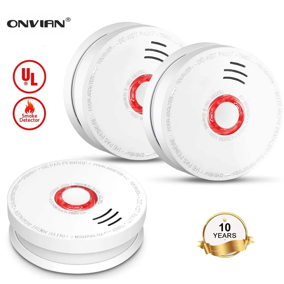 

Onvian Smoke Detector Fire Alarm Battery Operated Photoelectric Sensor Smoke Alarms with Test Button for Home Depot Hotel School