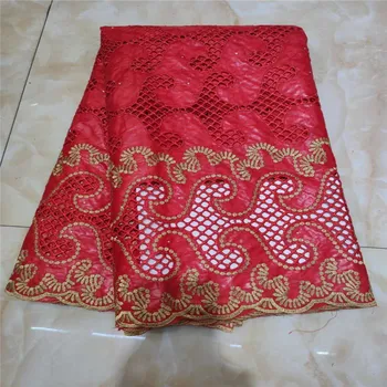 

red Latest bazin riche lace 2020 new design cotton bazin riche fabric tissu African bazin laces with embroidery lace 5 yards