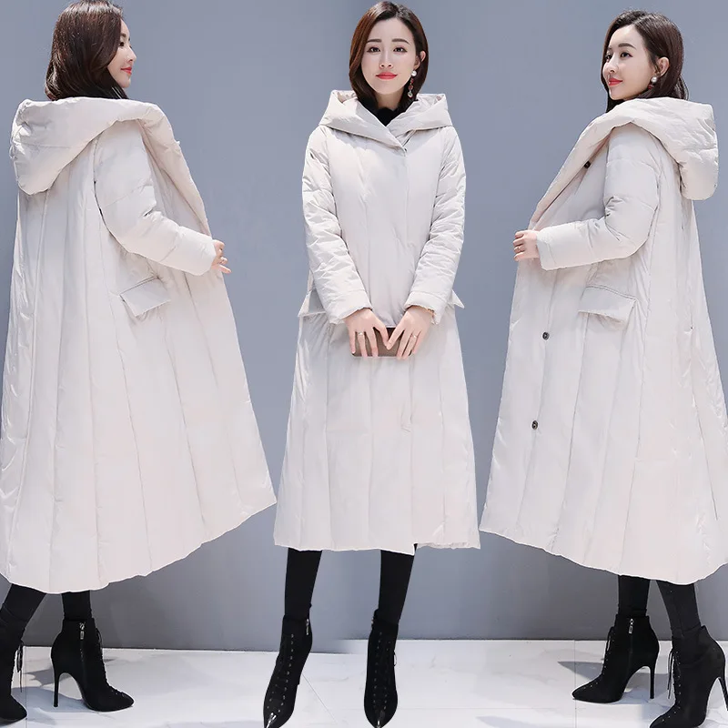 

Solid Color Mid-length Slim Fit Long Sleeve Fashion Warm 2018 Winter Commuting Cotton-padded Clothes Cotton Coat