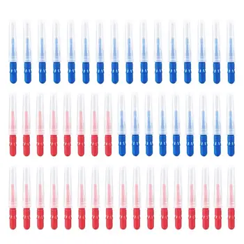 

ROSENICE 50pcs Dental Orthodontic Oral Care Interdental Brush Toothpick Between Teeth Brush Kit (Blue and Red)