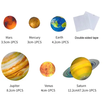 

100PCS Glow In The Dark Planets Solar System Wall Stickers Room Decor Decal Plastic Night Light Wall Sticker