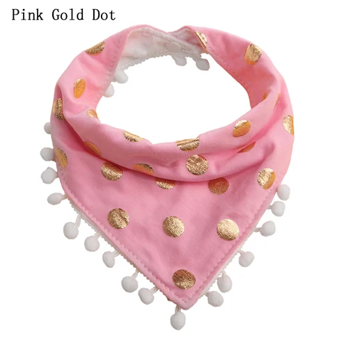 Pink Gold Dot Для маленьких девочек и мальчиков Дети кисточкой Слюна полотенце бандана треугольник нагрудники платок - Цвет: Pink Gold Dot