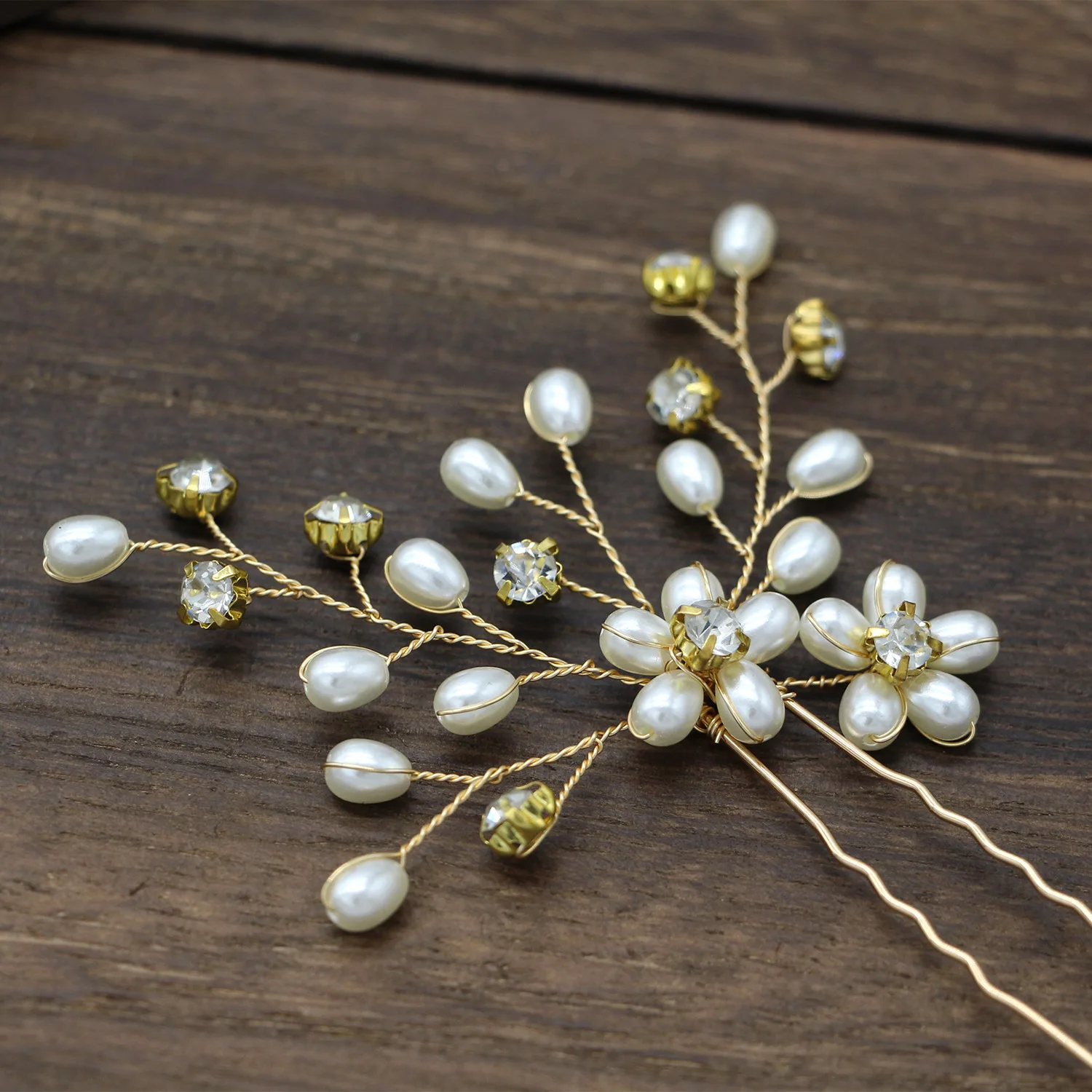Bride Handmade Hair Accessories Pearl Flower Crystal System Pin Hairpin Headdress Accessories Hair Accessories