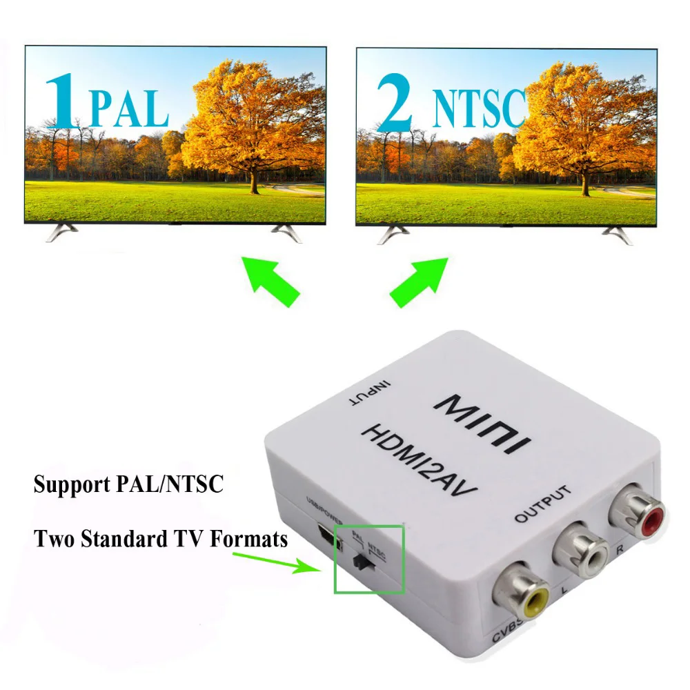 ߰ſ Ǹ HDMI To RCA AV/CVBS  HD 1080P ̴ HDMI2AV   ڽ PS3 VCR DVD PALMTSC PC