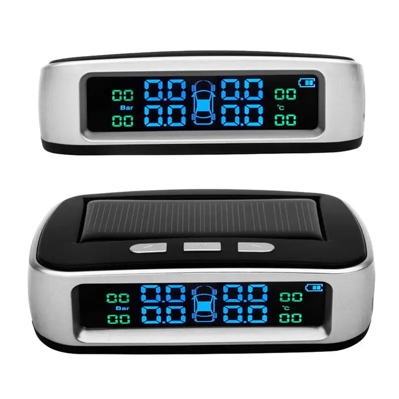 Беспроводная автомобильная система сигнализации давления в шинах TPMS ЖК-дисплей с солнечной батареей автомобильный 4 Внешний датчик Температурная сигнализация