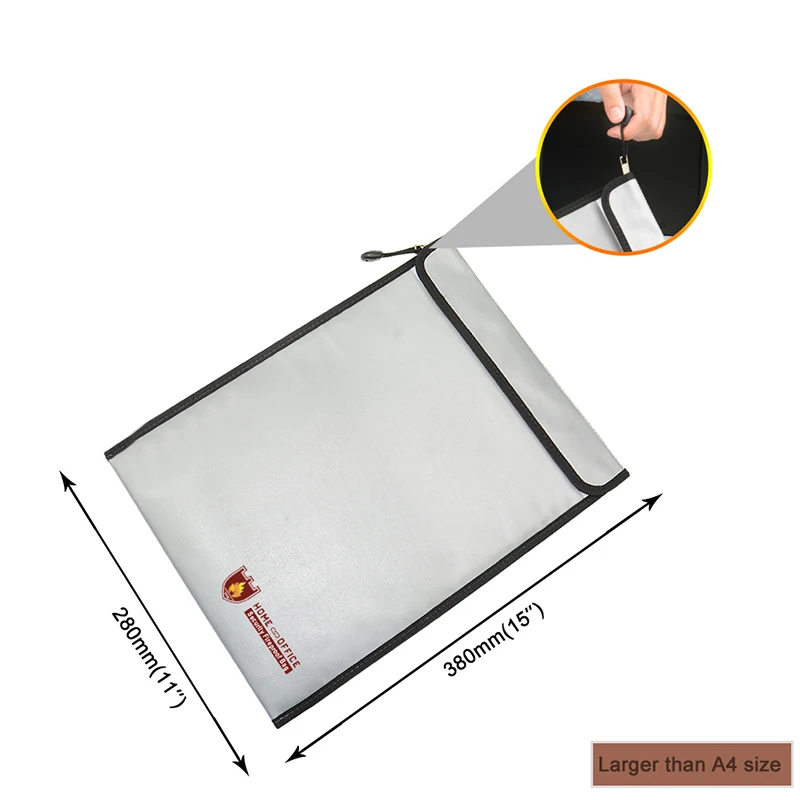 1× Fire Resistant Document Bag Fireproof Protection Bag Pouch Files Photo Safety