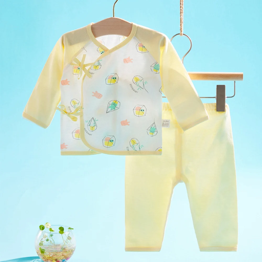 Newborn Baby Boy Clothes Set Cotton Cartoon Belt Long Sleeve Tops Pants Unisex Summer Two Piece 0-6 Months Hospital Girl Outfits Baby Clothing Set near me