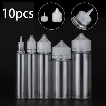 

10pcs x 10/30/50/60/100/120ml Transparent Dropper Bottles Empty Plastic E Liquid Juice Oil PET Clear Containers with CRC Caps