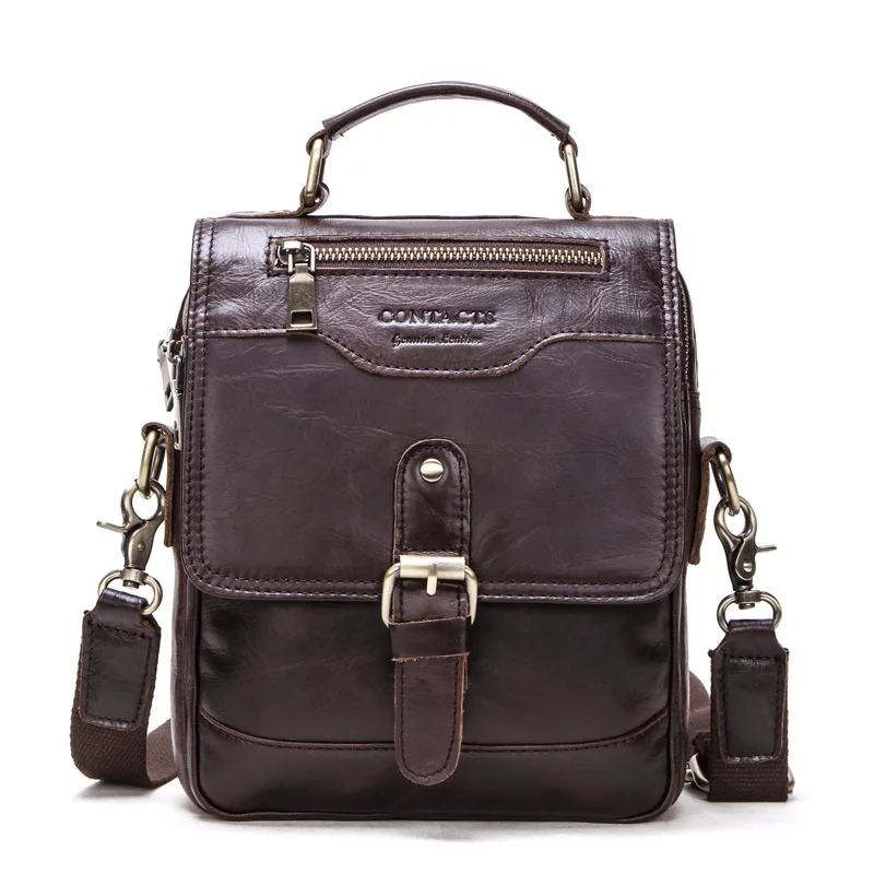

Fashion Brand Genuine Leather Men's Shoulder Bag European Retro Leisure Cowhide Male Small Crossbody Bag Young Man Messenger Bag