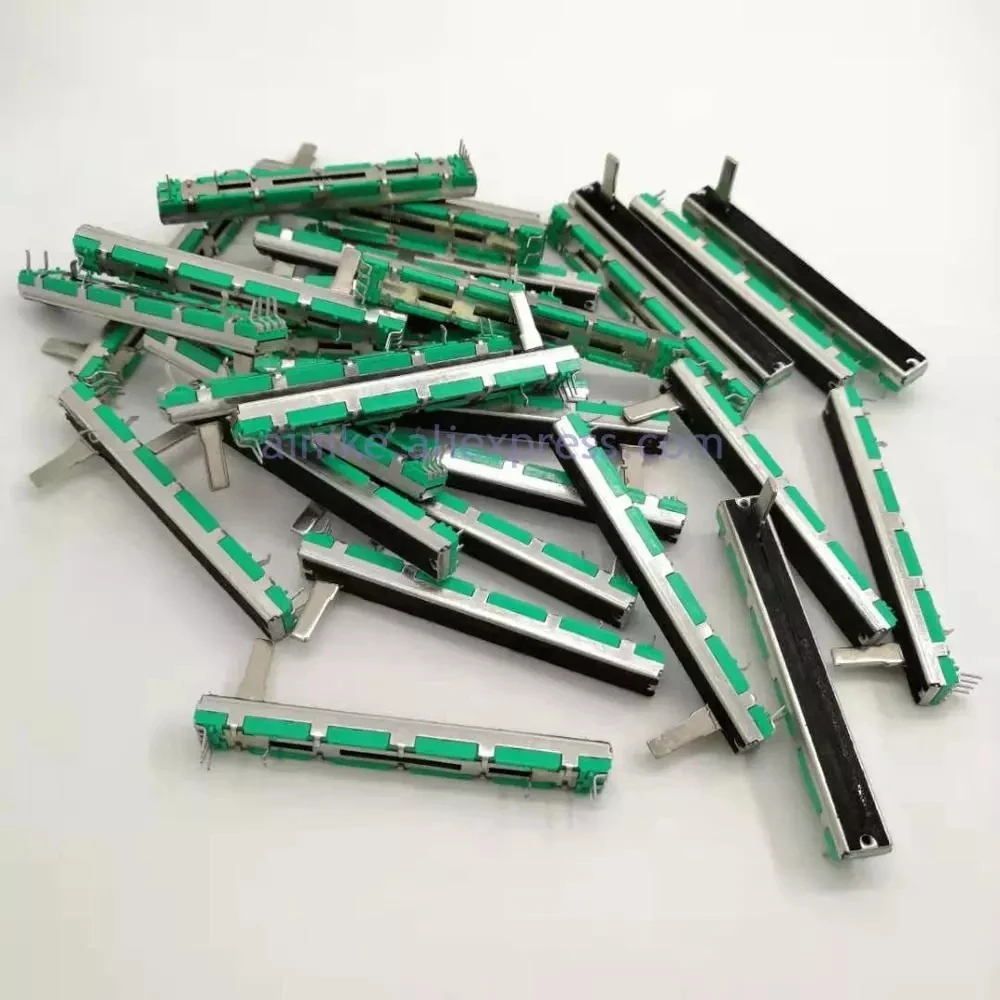 100pcs 7.5CM 75mm D10K dual channel mixer fader potentiometer D103 6Pins 10K D103 D10KX2 audio mixer pot mixer fader