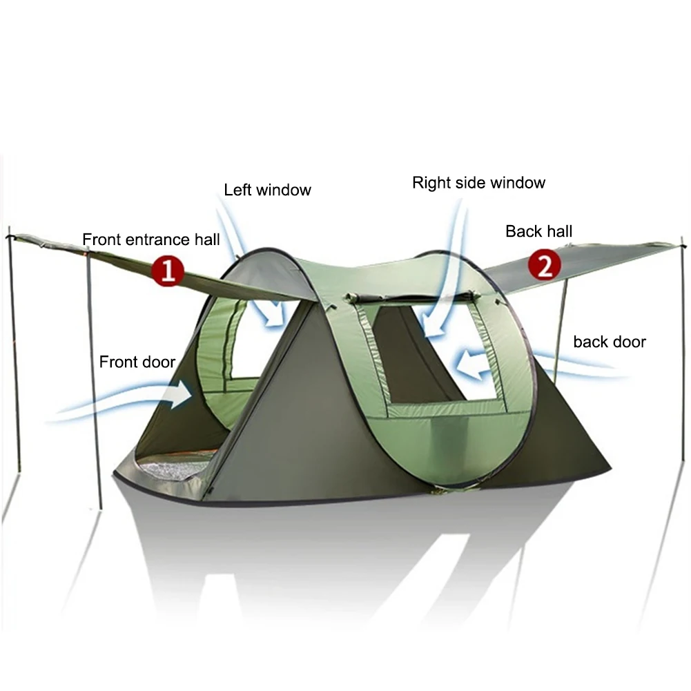 Outdoor Tents 3-4 Person Large Automatic Family Tent Waterproof Rainproof Sunscreen Speed Open Camping Hiking Tent