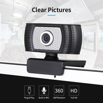 

720P HD Webcam 30fps Web Camera 360 Degree Rotation Microphone HD Laptop Computer USB Camera Plug&Play for Laptop Desktop TV Box