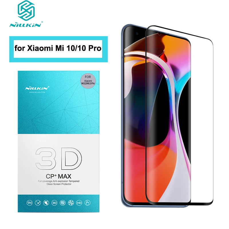 For Xiaomi Mi 10 Glass NILLKIN 3D CP+MAX 3D Arc Edge Full Coverage 0.33MM Anti-Scratched Screen Protector for Mi 11 Pro Ultra