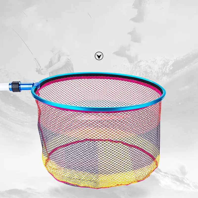 

Fishing Net Head Nylon Round Collapsible Fishing Tools Rhombus Mesh Hole Folding Nylon Landing Dip Net Head Pesca Fishing Tackle