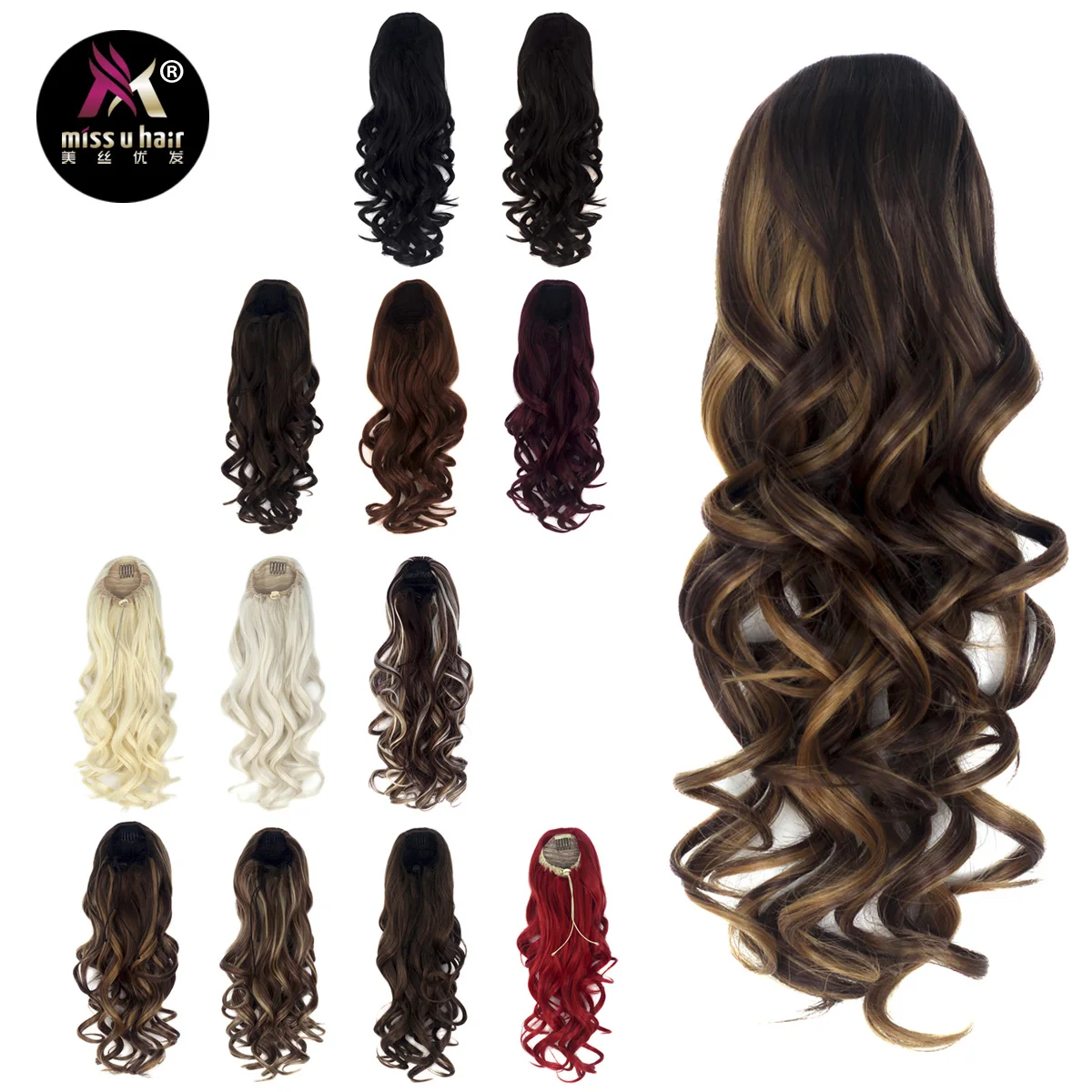 

Miss U Hair 20" 50cm 150g Women Long Curly Ponytails Clip In On Hair Extension Pieces Accessories for Halloween