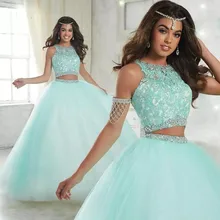 Зимние сапоги с роскошными кристаллами Quinceanera платья бальное платье из 2 частей с пайетками Тюлевое платье, платье на выпускной, и фуршетов великолепные шестнадцать 16 платья vestidos de 15 anos