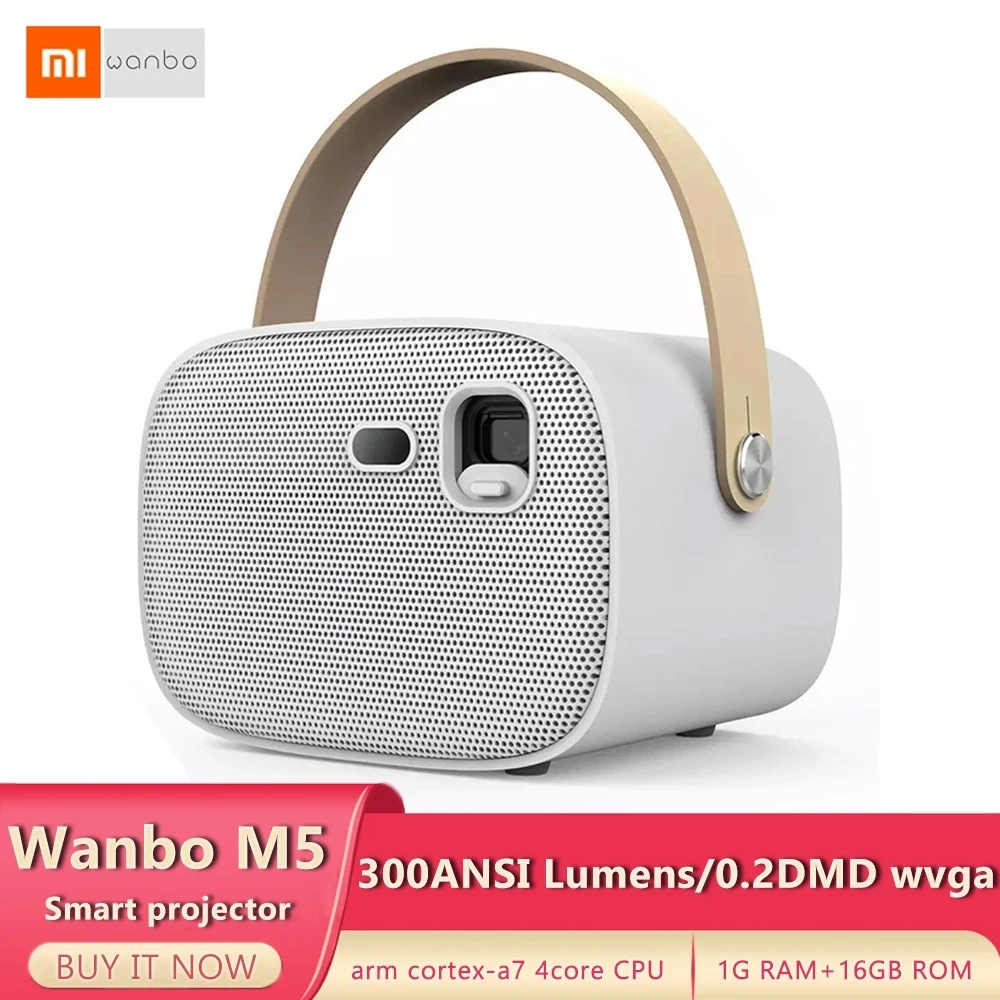 Смарт проектор Xiaomi Wanbo M5 300ANSI люмен 1080P 4 0 2 4G и телефон двойной Wi Fi поддержка Bluetooth